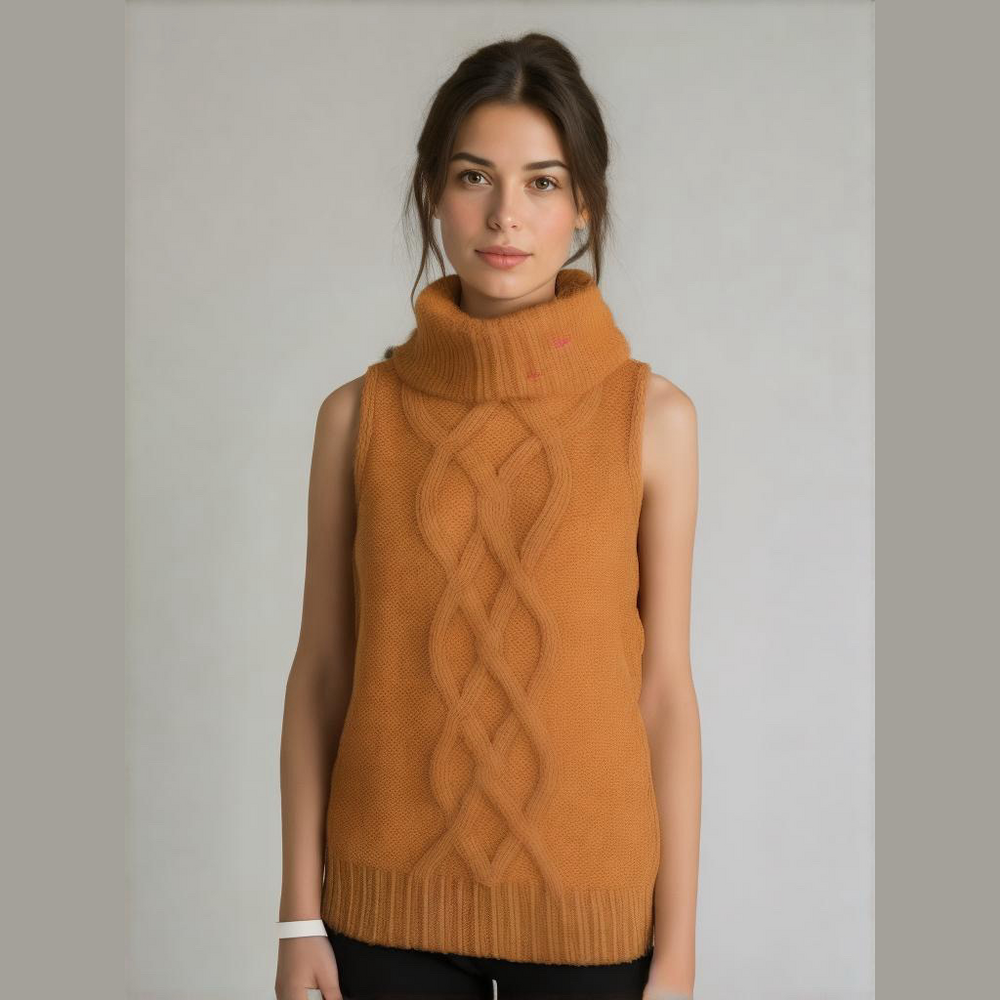 J.crew mustard/yellow knitted turtleneck sweater-vest, size large